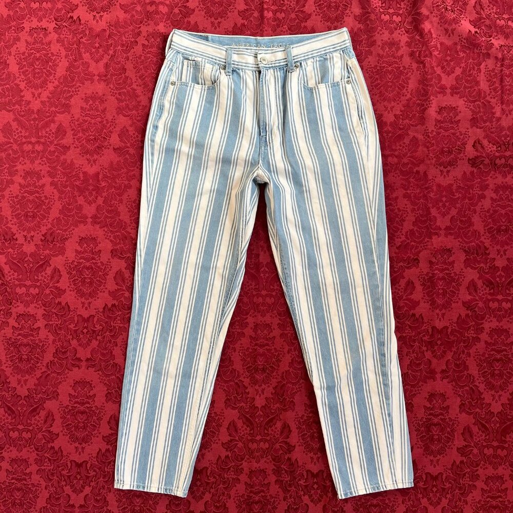 American Eagle Striped Mom Jeans High Rise Size 6 Regular